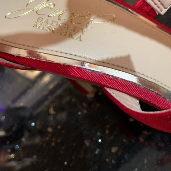 Badgley Mischka Red Satin & Rhinestone Sandals - Picture 4 of 4